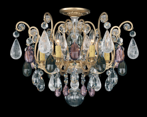 Renaissance Rock Crystal 6 Light 120V Semi-Flush Mount in Antique Silver with Amethyst & Black Dia (168|3584-48AD)