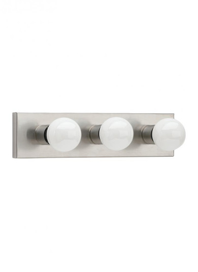 Center Stage traditional 3-light indoor dimmable bath vanity wall sconce in brushed stainless silver (38|4737-98)