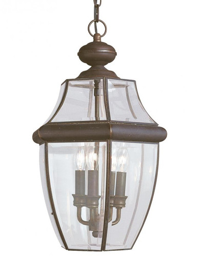 Lancaster traditional 3-light outdoor exterior pendant in antique bronze finish with clear curved be (38|6039-71)