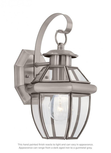 Lancaster traditional 1-light outdoor exterior small wall lantern sconce in antique brushed nickel s (38|8037-965)