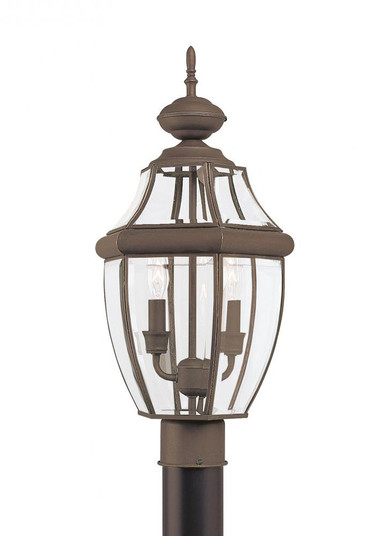 Lancaster traditional 2-light outdoor exterior post lantern in antique bronze finish with clear curv (38|8229-71)