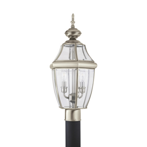 Lancaster traditional 2-light outdoor exterior post lantern in antique brushed nickel silver finish (38|8229-965)
