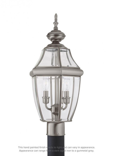 Lancaster traditional 2-light outdoor exterior post lantern in antique brushed nickel silver finish (38|8229-965)