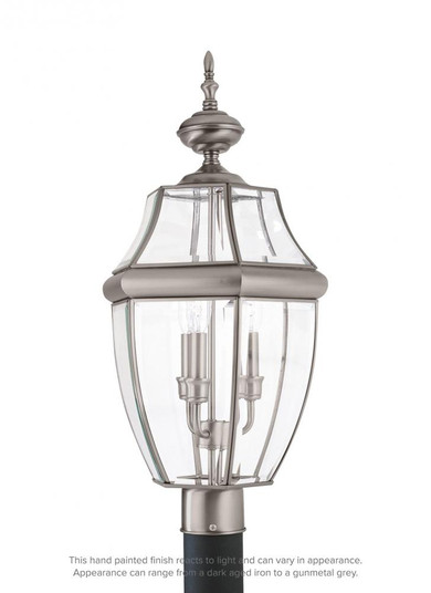 Lancaster traditional 3-light outdoor exterior post lantern in antique brushed nickel silver finish (38|8239-965)