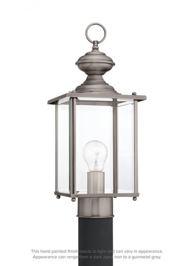 Jamestowne transitional 1-light outdoor exterior post lantern in antique brushed nickel silver finis (38|8257-965)