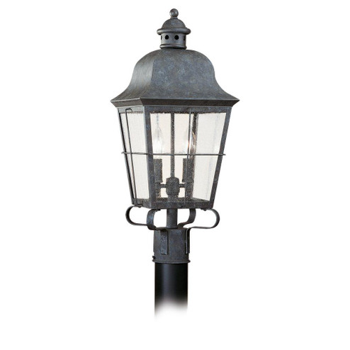 Chatham traditional 2-light outdoor exterior post lantern in oxidized bronze finish with clear seede (38|8262-46)