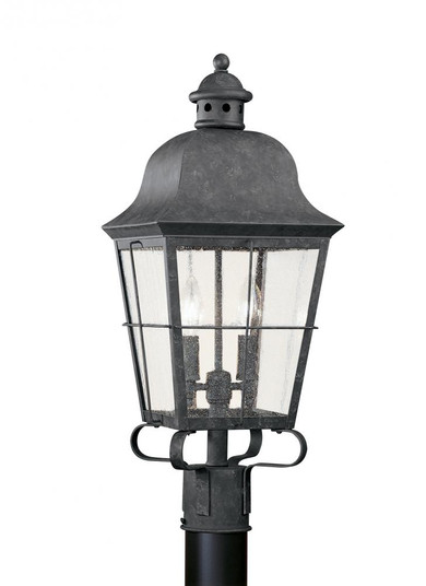 Chatham traditional 2-light outdoor exterior post lantern in oxidized bronze finish with clear seede (38|8262-46)