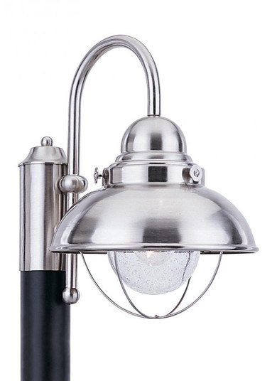 Sebring transitional 1-light outdoor exterior post lantern in brushed stainless silver finish with c (38|8269-98)