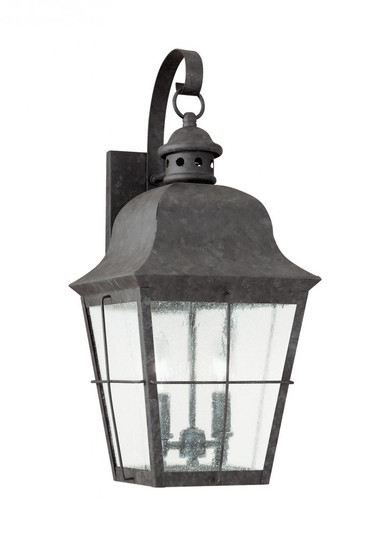 Chatham traditional 2-light outdoor exterior wall lantern sconce in oxidized bronze finish with clea (38|8463-46)
