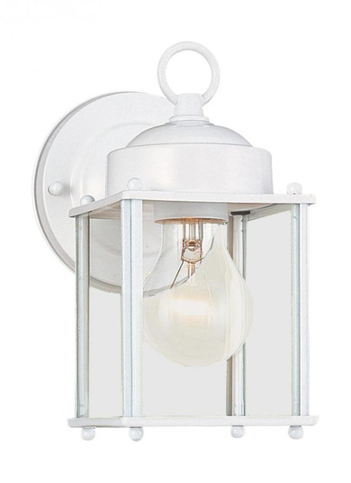 New Castle traditional 1-light outdoor exterior wall lantern sconce in white finish with clear glass (38|8592-15)