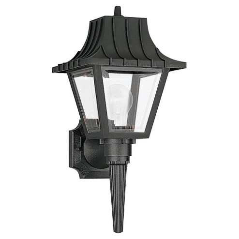 Polycarbonate Outdoor traditional 1-light outdoor exterior medium wall lantern sconce in black finis (38|8720-32)