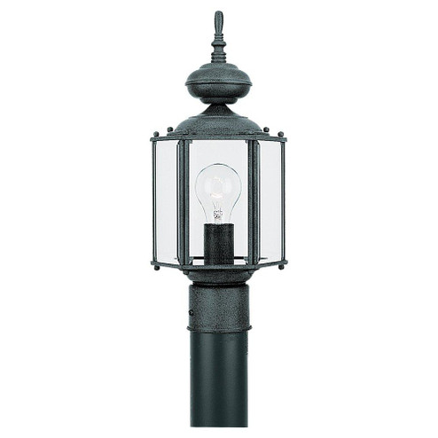 Classico traditional 1-light outdoor exterior post lantern in black finish with clear beveled glass (38|8209-12)