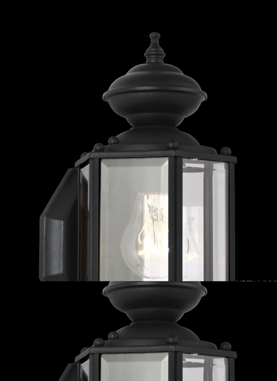Classico traditional 1-light outdoor exterior small wall lantern sconce in black finish with clear b (38|8507-12)