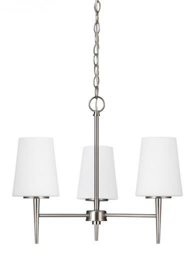 Driscoll contemporary 3-light indoor dimmable ceiling chandelier pendant light in brushed nickel sil (38|3140403-962)