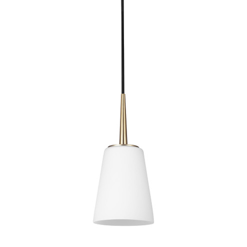 Driscoll contemporary 1-light indoor dimmable ceiling hanging single pendant light in satin brass go (38|6140401-848)