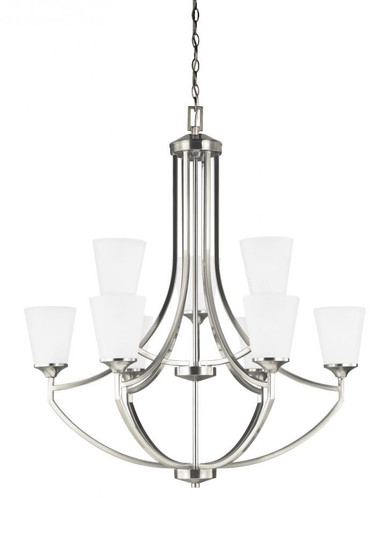 Hanford traditional 9-light indoor dimmable ceiling chandelier pendant light in brushed nickel silve (38|3124509-962)