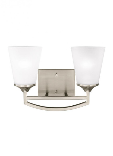 Hanford traditional 2-light indoor dimmable bath vanity wall sconce in brushed nickel silver finish (38|4424502-962)