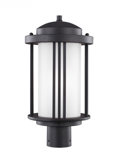 Crowell contemporary 1-light outdoor exterior post lantern in black finish with satin etched glass s (38|8247901-12)