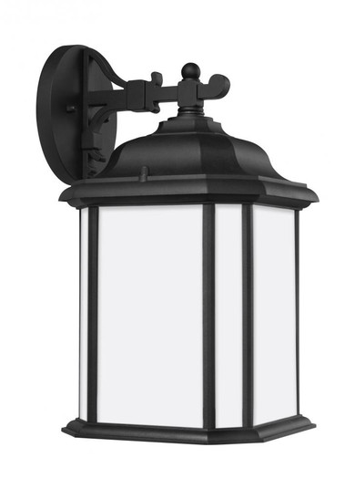 Kent traditional 1-light outdoor exterior large wall lantern sconce in black finish with satin etche (38|84531-12)