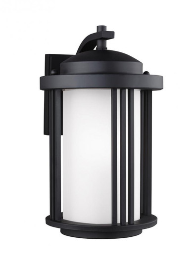 Crowell contemporary 1-light outdoor exterior medium wall lantern sconce in black finish with satin (38|8747901-12)