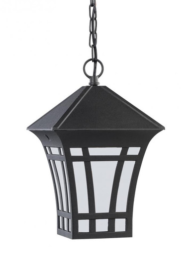 Herrington transitional 1-light outdoor exterior hanging ceiling pendant in black finish with etched (38|69131-12)