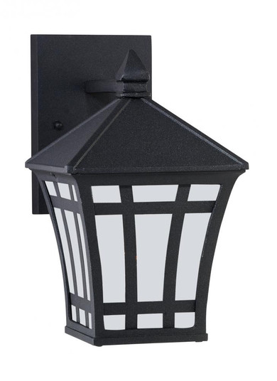Herrington transitional 1-light outdoor exterior small wall lantern sconce in black finish with etch (38|89131-12)