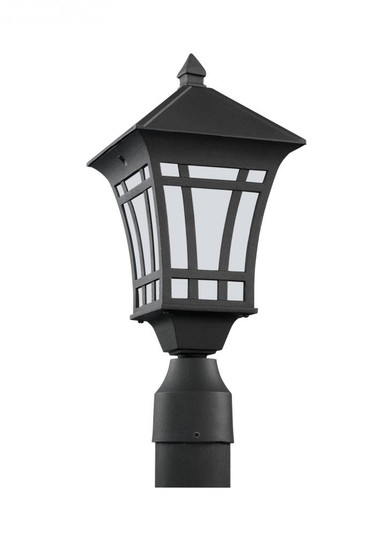 Herrington transitional 1-light outdoor exterior post lantern in black finish with etched white glas (38|89231-12)