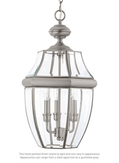 Lancaster traditional 3-light LED outdoor exterior pendant in antique brushed nickel silver finish w (38|6039EN-965)