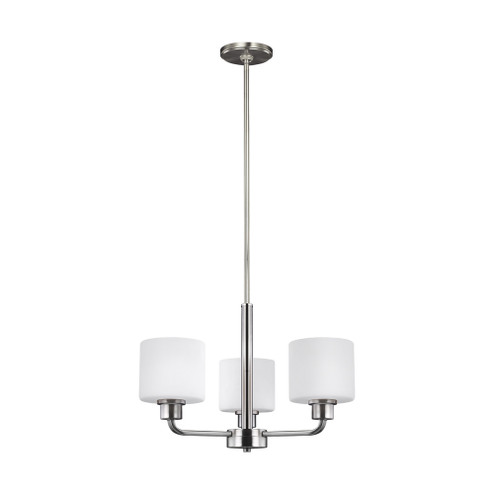 Canfield modern 3-light indoor dimmable ceiling chandelier pendant light in brushed nickel silver fi (38|3128803-962)