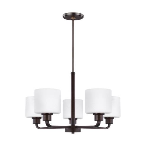 Canfield modern 5-light indoor dimmable ceiling chandelier pendant light in bronze finish with etche (38|3128805-710)