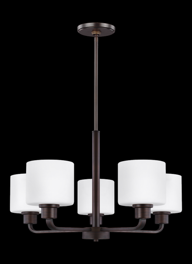 Canfield modern 5-light indoor dimmable ceiling chandelier pendant light in bronze finish with etche (38|3128805-710)