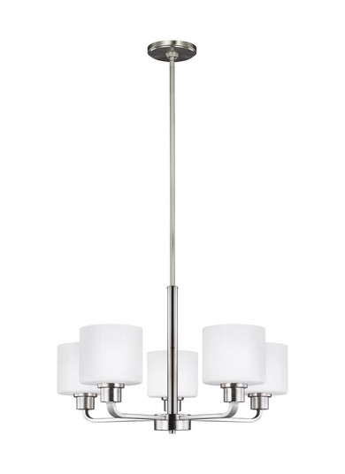 Canfield modern 5-light LED indoor dimmable ceiling chandelier pendant light in brushed nickel silve (38|3128805EN3-962)