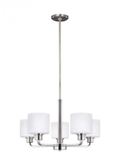 Canfield modern 5-light LED indoor dimmable ceiling chandelier pendant light in brushed nickel silve (38|3128805EN3-962)