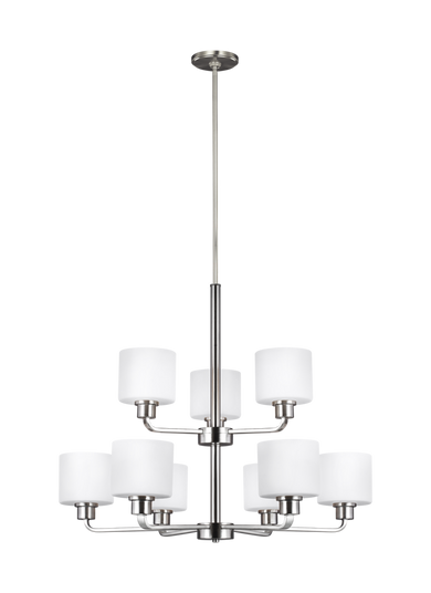Canfield modern 9-light indoor dimmable ceiling chandelier pendant light in brushed nickel silver fi (38|3128809-962)