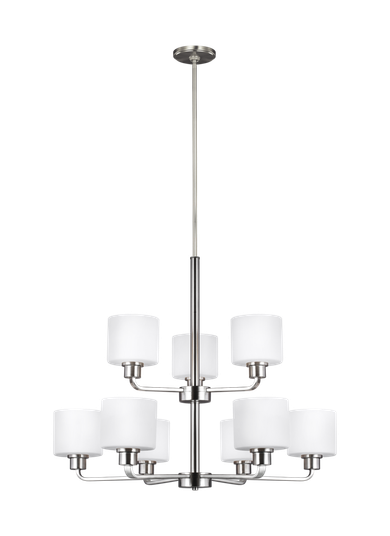 Canfield modern 9-light indoor dimmable ceiling chandelier pendant light in brushed nickel silver fi (38|3128809-962)