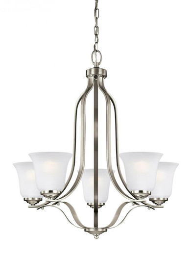 Emmons traditional 5-light LED indoor dimmable ceiling chandelier pendant light in brushed nickel si (38|3139005EN3-962)