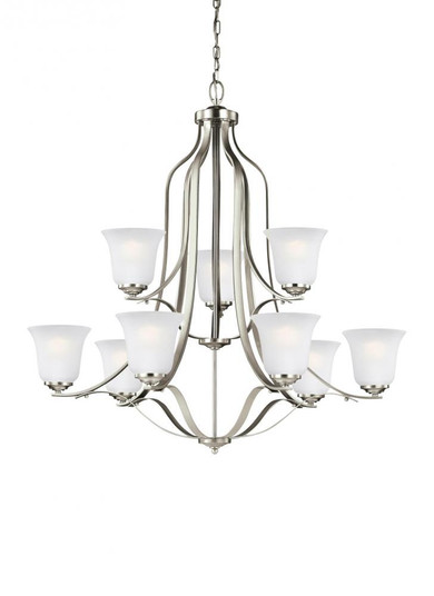 Emmons traditional 9-light LED indoor dimmable ceiling chandelier pendant light in brushed nickel si (38|3139009EN3-962)