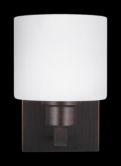 Canfield modern 1-light indoor dimmable bath vanity wall sconce in bronze finish with etched white i (38|4128801-710)