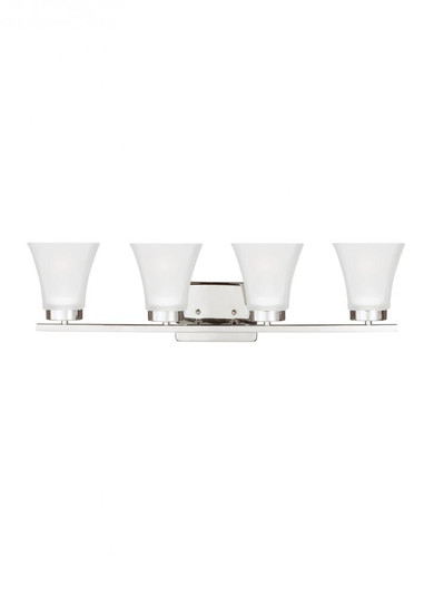 Bayfield contemporary 4-light LED indoor dimmable bath vanity wall sconce in chrome silver finish wi (38|4411604EN3-05)