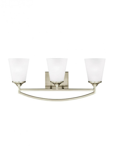 Hanford traditional 3-light LED indoor dimmable bath vanity wall sconce in brushed nickel silver fin (38|4424503EN3-962)