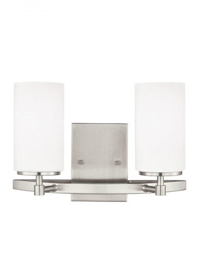 Alturas contemporary 2-light LED indoor dimmable bath vanity wall sconce in brushed nickel silver (38|4424602EN3-962)