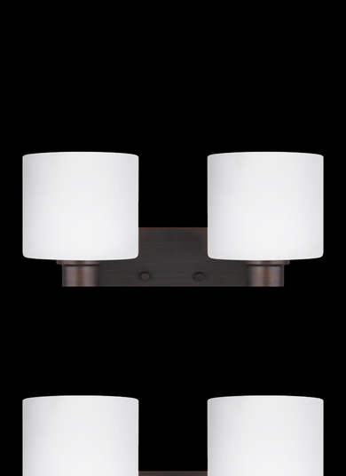Canfield modern 2-light indoor dimmable bath vanity wall sconce in bronze finish with etched white i (38|4428802-710)