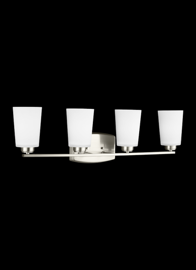 Franport transitional 4-light LED indoor dimmable bath vanity wall sconce in brushed nickel silver f (38|4428904EN3-962)