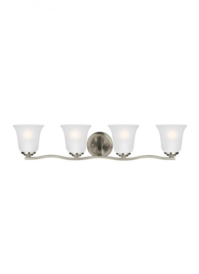 Emmons traditional 4-light LED indoor dimmable bath vanity wall sconce in brushed nickel silver fini (38|4439004EN3-962)