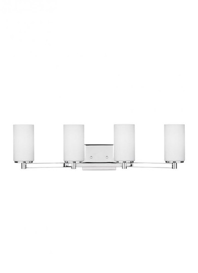 Hettinger transitional 4-light LED indoor dimmable bath vanity wall sconce in chrome silver finish w (38|4439104EN3-05)