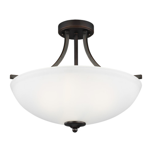 Geary transitional 3-light indoor dimmable ceiling flush mount fixture in bronze finish with satin e (38|7716503-710)