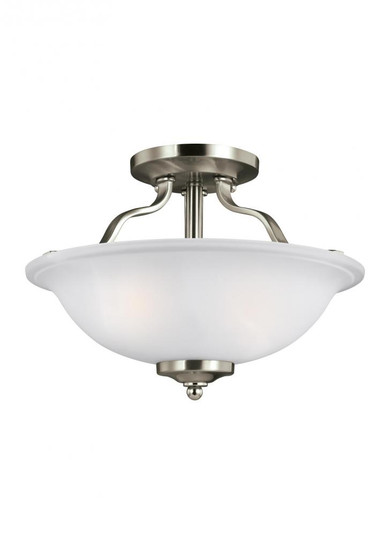 Emmons traditional 2-light LED indoor dimmable ceiling semi-flush mount in brushed nickel silver fin (38|7739002EN3-962)