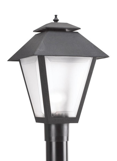 Polycarbonate Outdoor traditional 1-light LED outdoor exterior post lantern in black finish with fro (38|82065EN3-12)