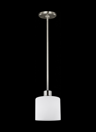 Canfield modern 1-light LED indoor dimmable ceiling hanging single pendant light in brushed nickel s (38|6128801EN3-962)