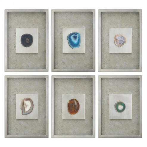 Uttermost Agate Stone Silver Wall Art Set/6 (85|14555)